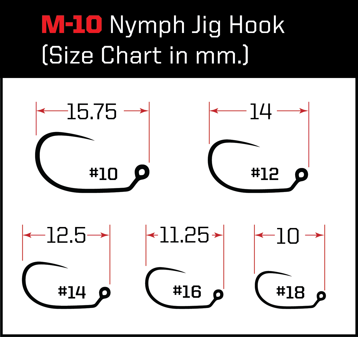 Euro Nymph Barbless Hooks (25 PC Refill Packs) M10 Jig Hook / 12