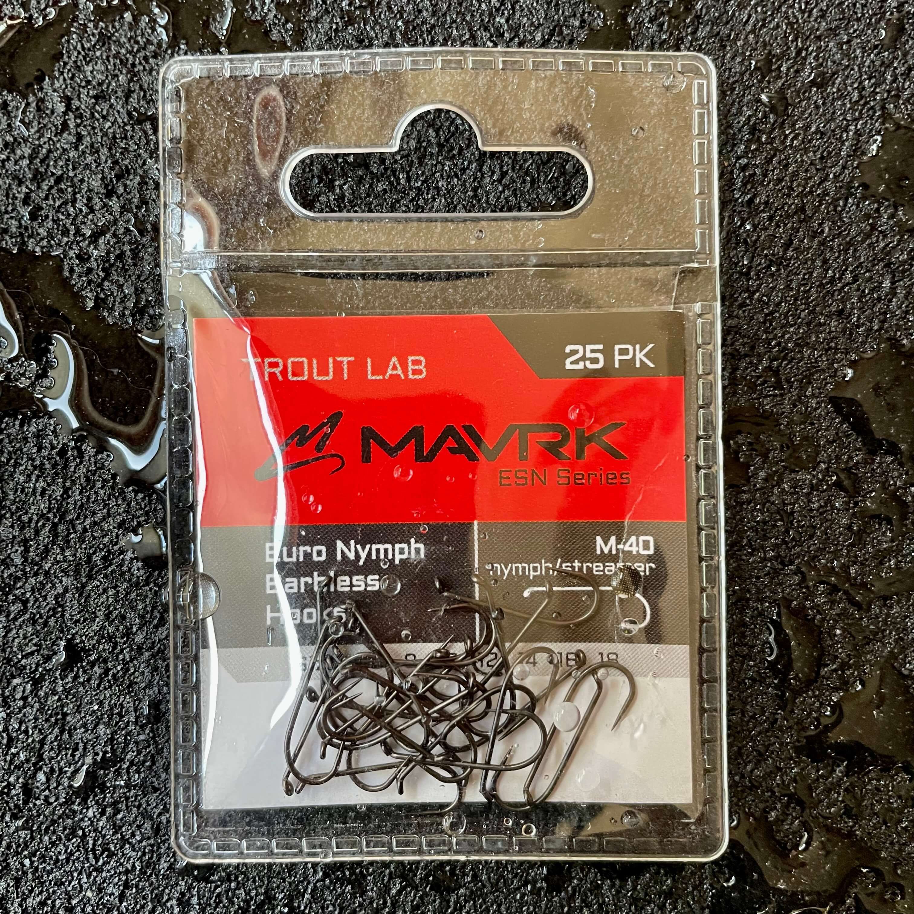 Mavrk Fly Fishing Euro Nymph Competition Barbless Hooks 25 Pack for Fly Tying Black Nickel Coating Strong Durable Chemically Sharpened Jig Curve